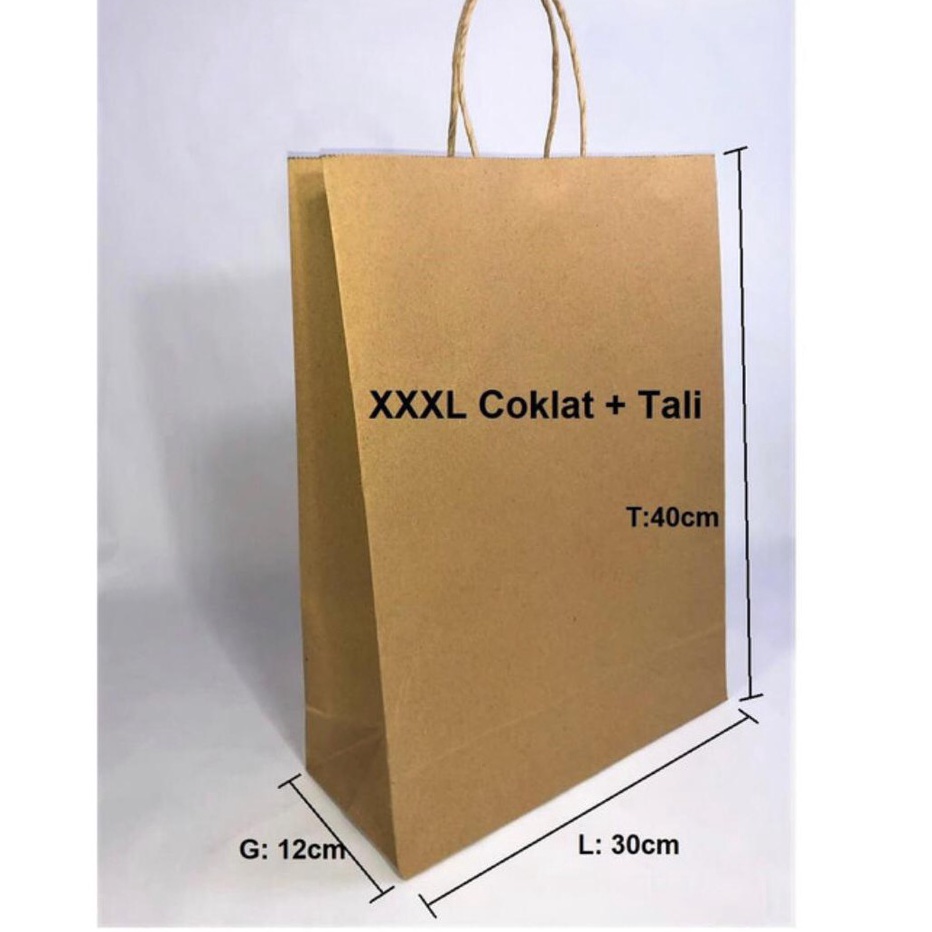 

Murah Meriah Paperbag SOS XXXL Coklat tali 1 pcs 3x12x4cm