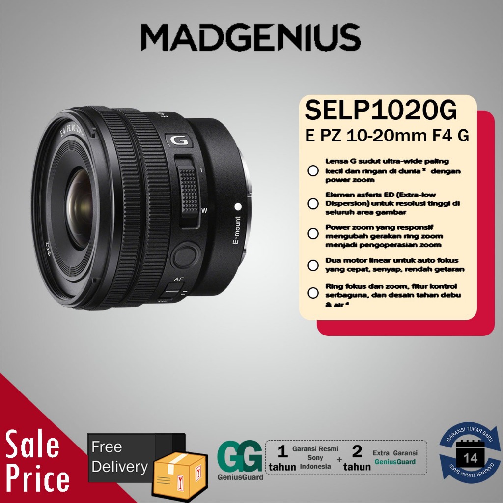 SONY Original Lensa Sony E PZ 10-20mm F4 G  / Lensa G sudut ultra-wide / Lensa Sony Ultra lebar / Le