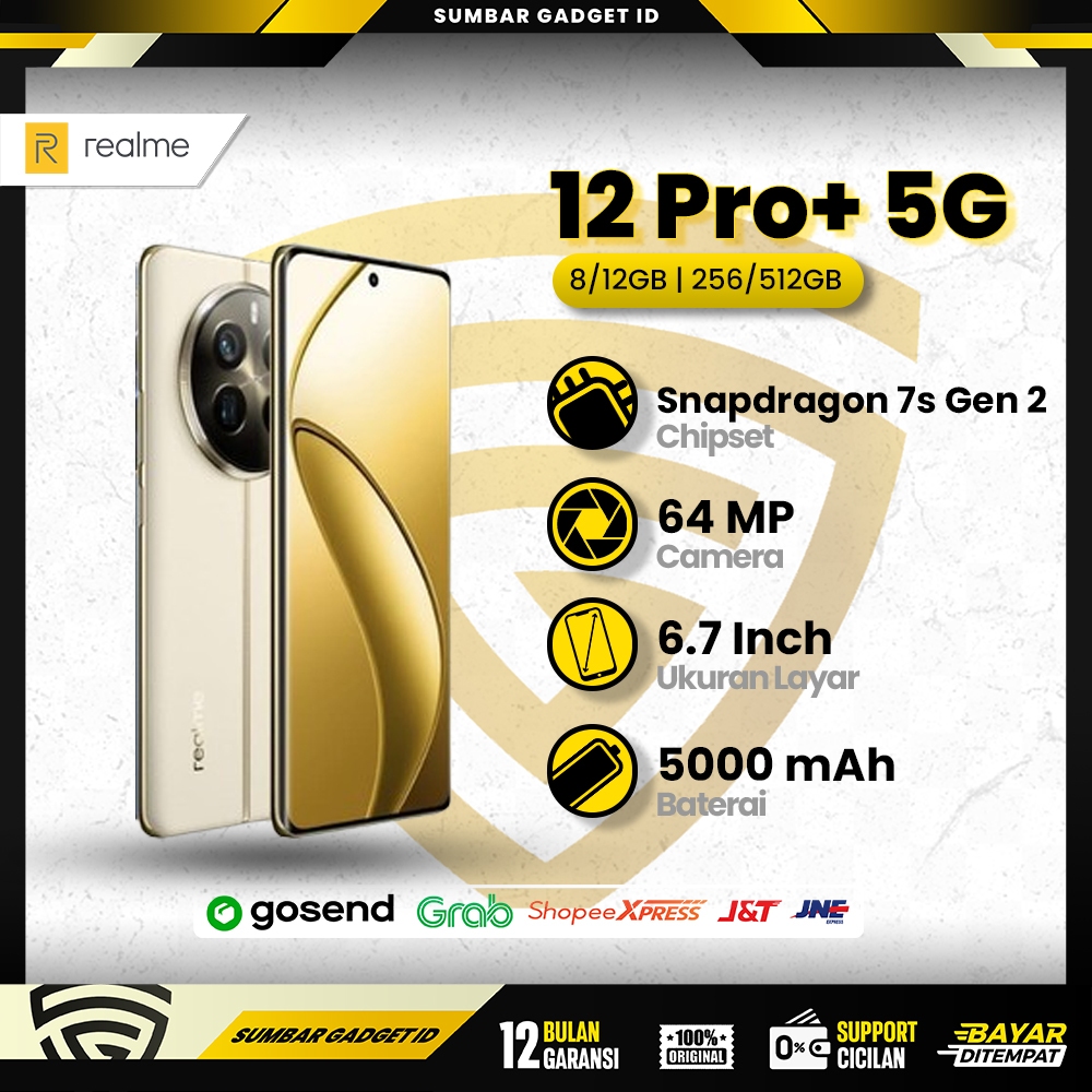Realme 12 PRO+ 5G 12/512GB 8/256GB [+12GB EXTENDED RAM] Handphone Smartphone Terbaru Garansi Resmi