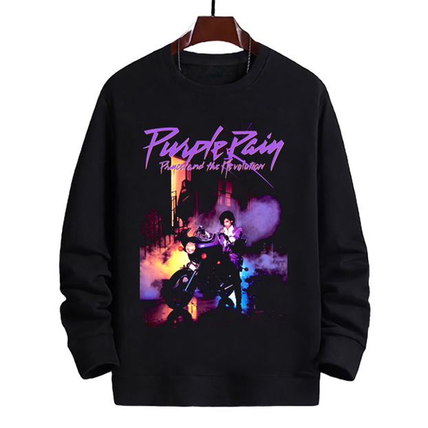 Sweater Purple Rain Prince Tour Crewneck Bahan Cotton Fleece