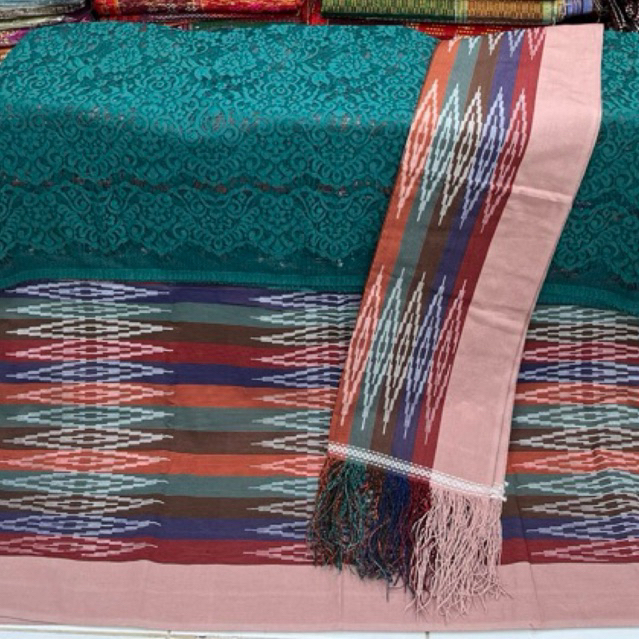 SET Sarung Harungguan Premium Dan Kebaya Katun Hijau Emerald