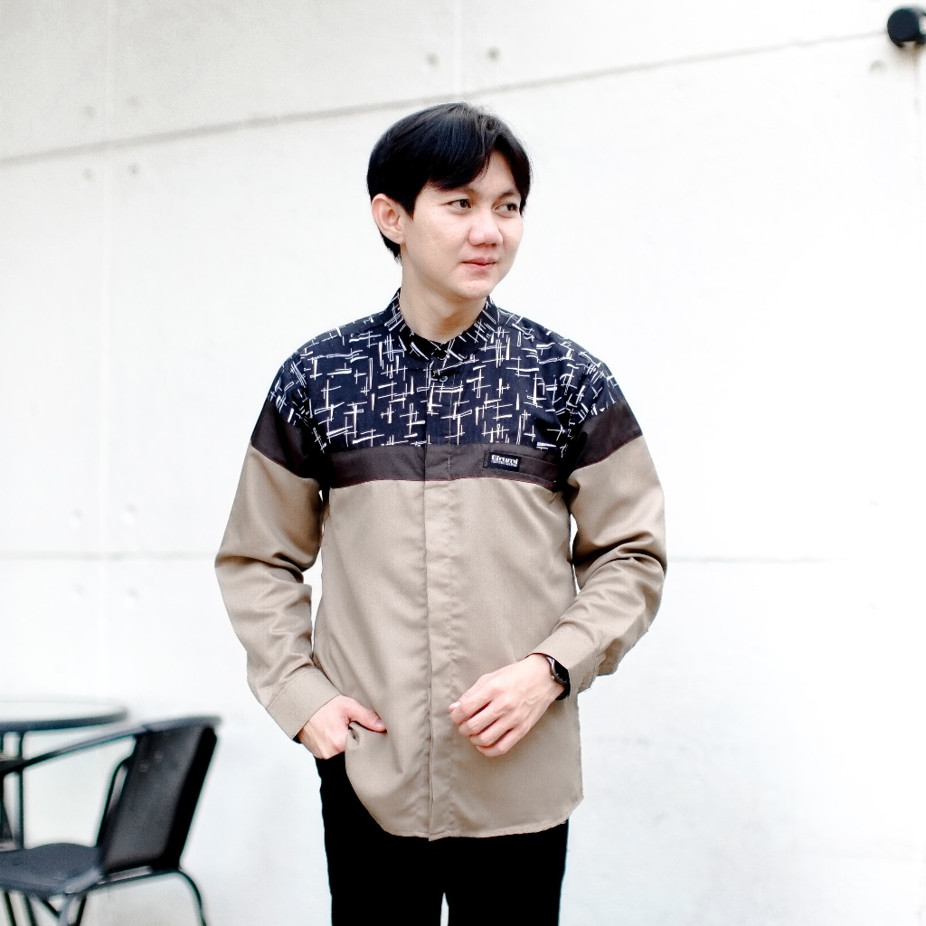 BIG SALE EL RUMI BAJU KOKO PRIA LENGAN PANJANG MOTIF SENOPATI SERIES KEMEJA PRIA KOMBINASI