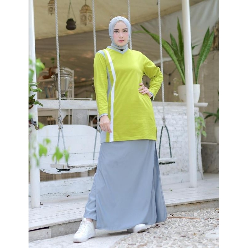 Baju sport tunik setelan rok celana setelan olahraga muslimah tunik wanita