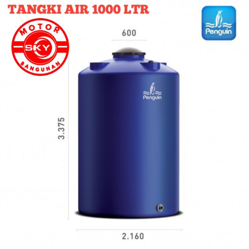(free plumbing kit) tangki air penguin/Toren air/tandon air TB 110-1050 liter -Biru