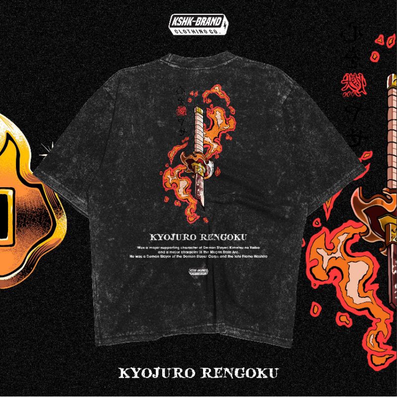 T Shirt Rengoku | Kaos Demon Slayer | Kaos Demon Slayer