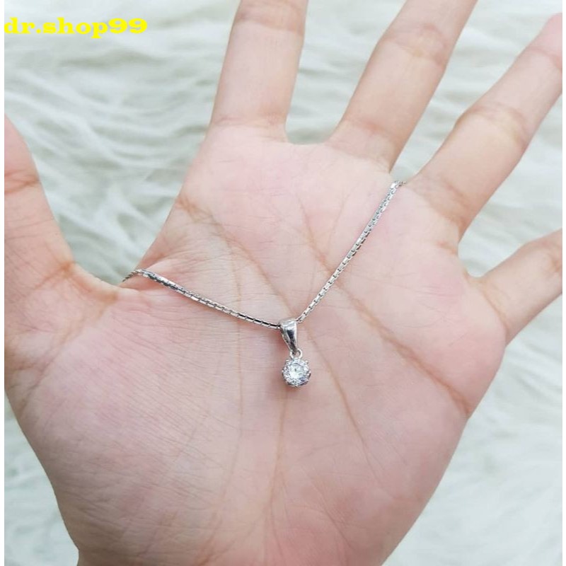 KALUNG TITANIUM ITALY SET LIONTIN PERMATA KECIL