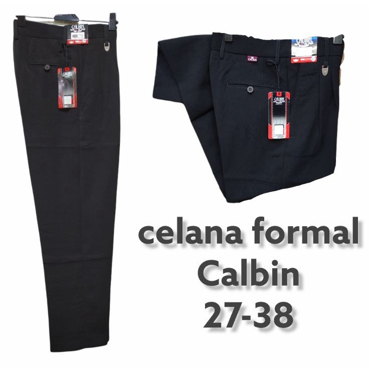 SALE celana panjang bahan pria formal  kantor calbin bahan twiss hitam