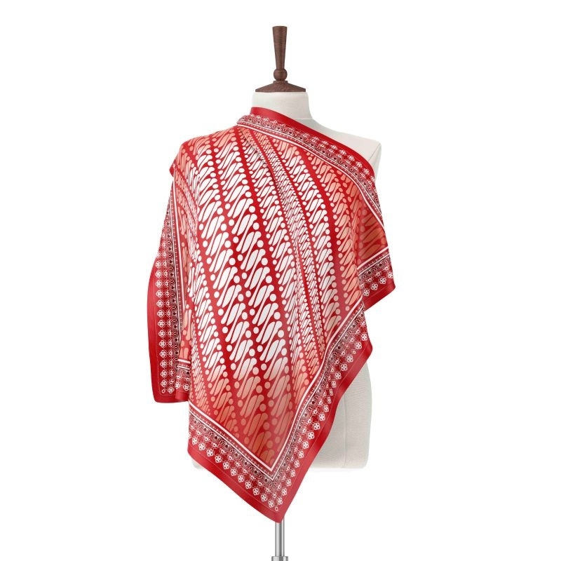 Hijab Segi Empat Motif Merah Putih