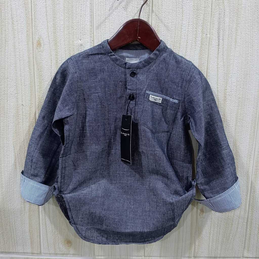 Kurta Kemeja Anak 1-13 Tahun Lengan Panjang Salur merah hitam by LIBAS Bisa COD