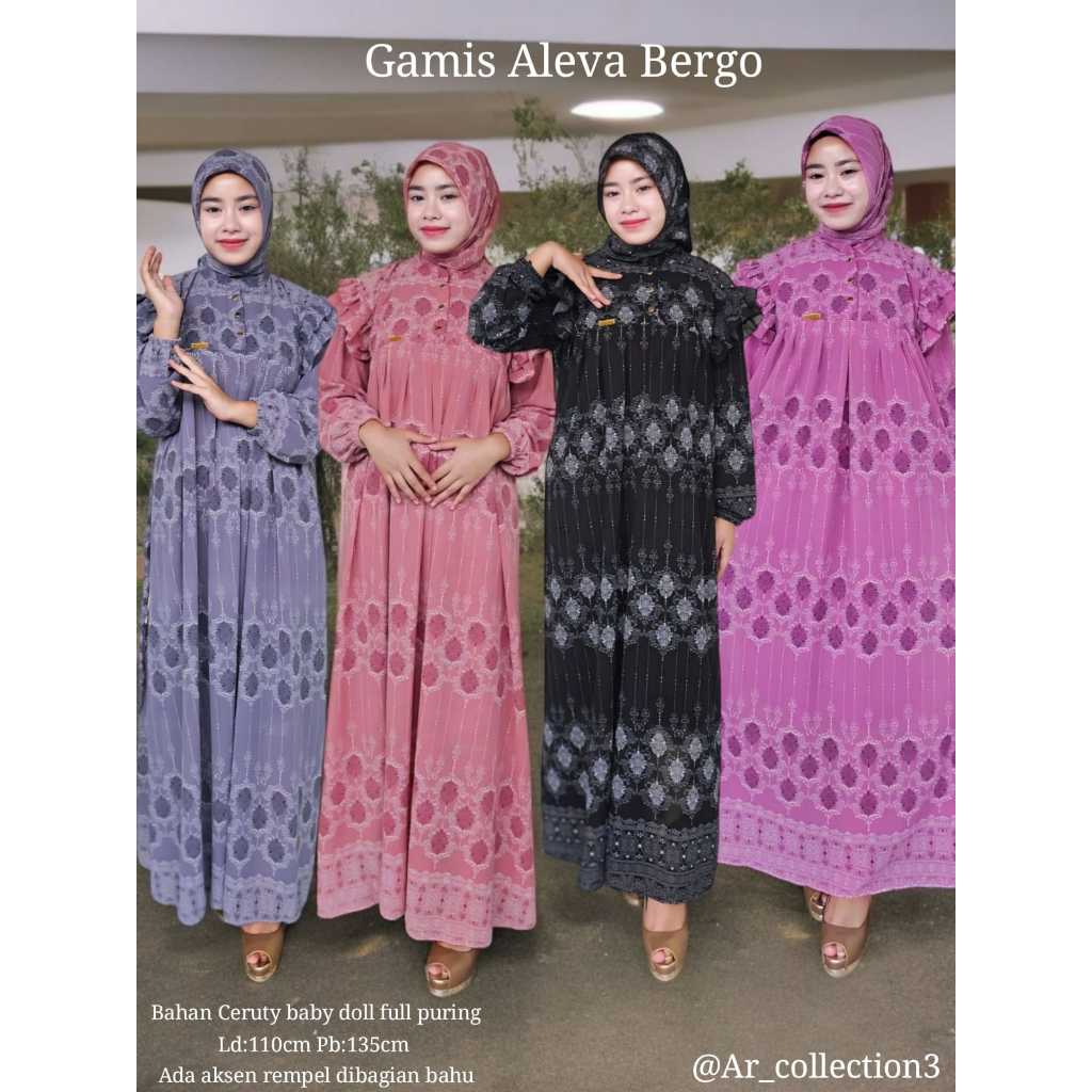 GAMIS SET HIJAB ALEVA BERGO MODEL TERBARU DAN TERLARIS KOM.BATIK BUNGA