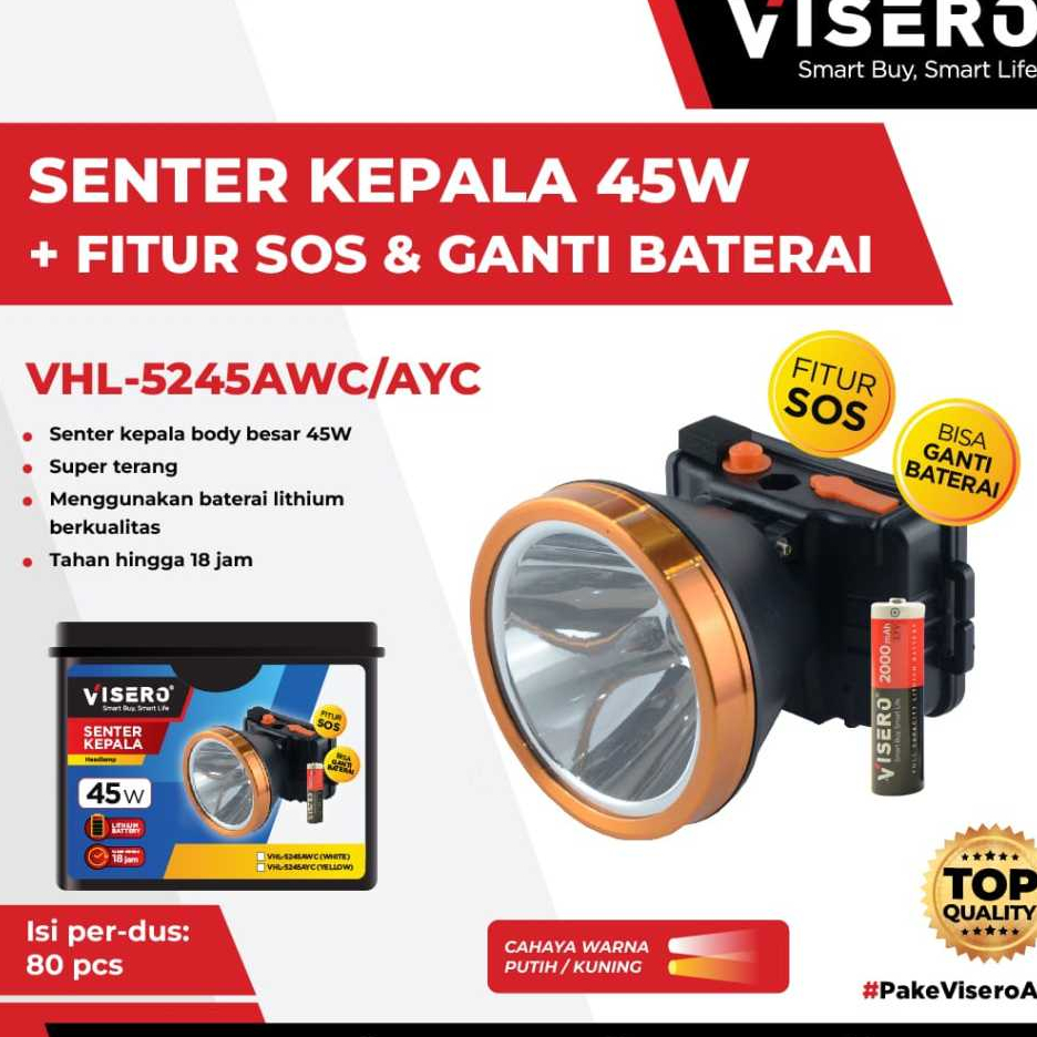 Visero Senter Kepala 45 Watt VHL 5245 AWC/AYC Putih/Kuning Harga Promo