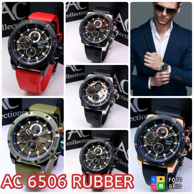 Jam pria alexandre christie KARET AC6506 / AC 6506 RUBBER ORIGINAL
