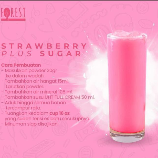 

BUBUK MINUMAN RASA STRAWBERRY 1000G PLUS GULA - FOREST BUBBLE DRINK