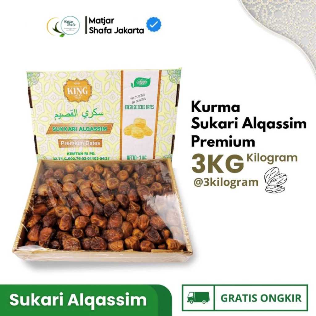 Kurma SUKARI King Dates Sukkari 3KG Kualitas Super Premium VIP Grade A Exclusive Packing Sukkary Bas