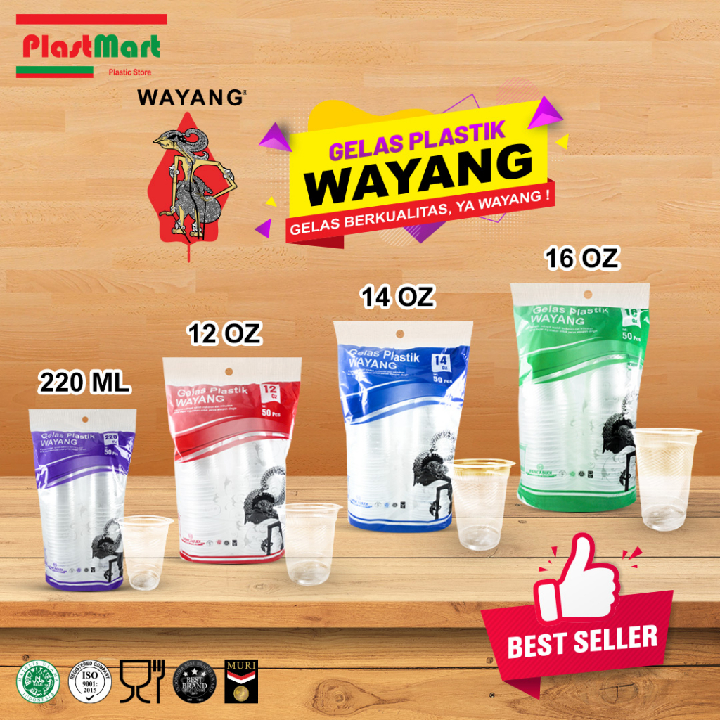 GELAS PLASTIK BENING WAYANG 16 OZ