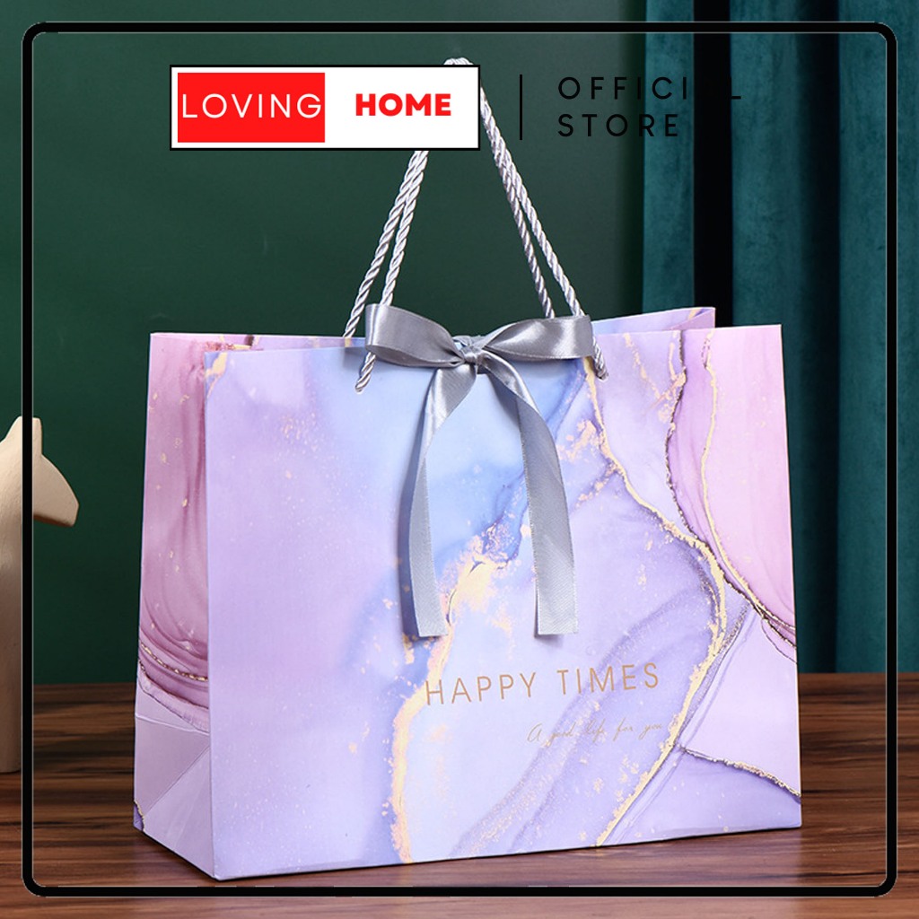 

LOVING HOME - Paper Bag Marmer Ungu Vintage Kantong Dus Premium Dus Gift Box