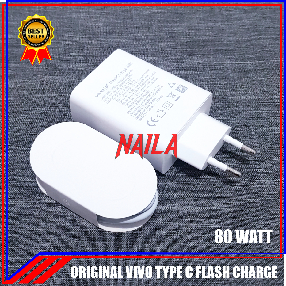 charger vivo type c original fast charging casan vivo ori y15s,y1s,y20 80 Watt 80w