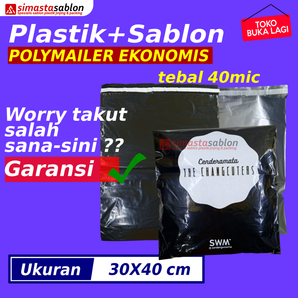 

Sablon plastik packing olshop baju polymailer custom 30X40 TEBAL 40 micron glossy ekonomis garansi – simasta sablon