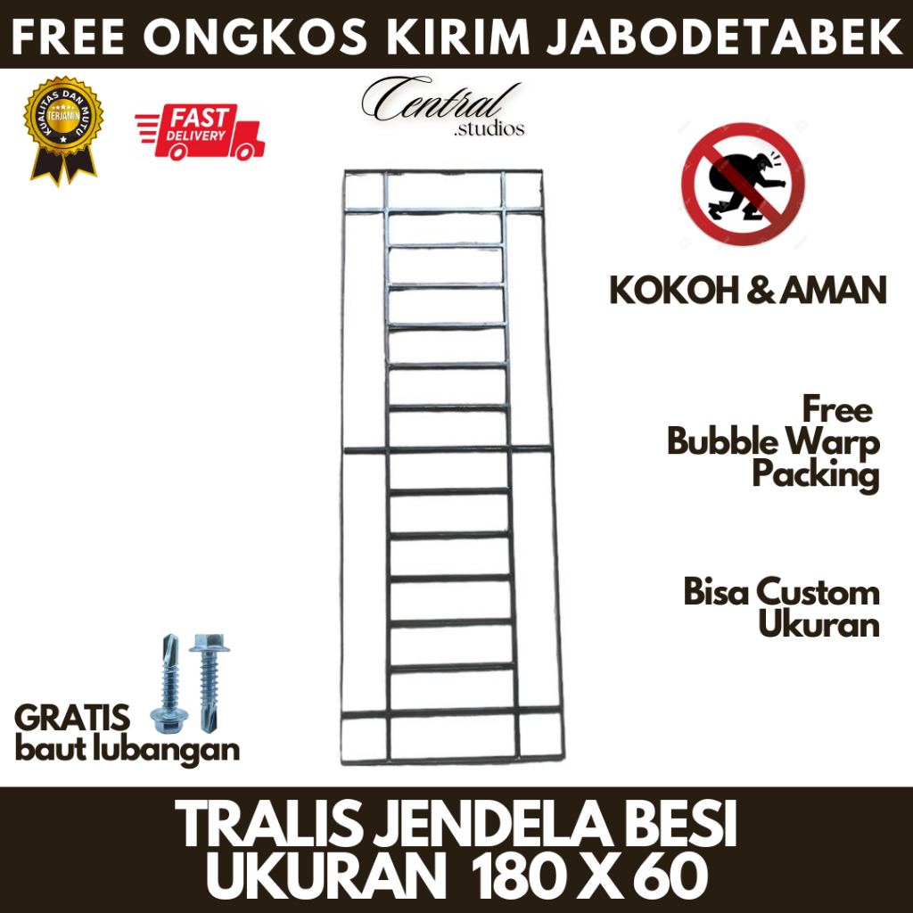 Teralis Jendela Minimalis 180x60 Bisa Custom Ukuran