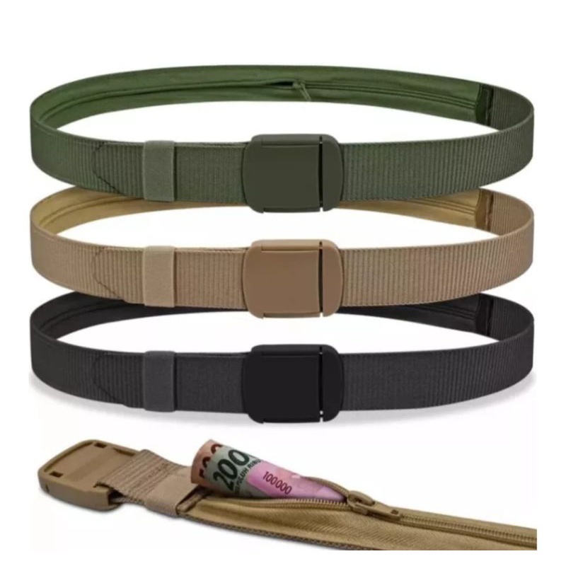 Ikat Pinggang Gesper Pria Tactical Military Anti Metal Detektor Sabuk Nylon Gesper Cowok Resleting D