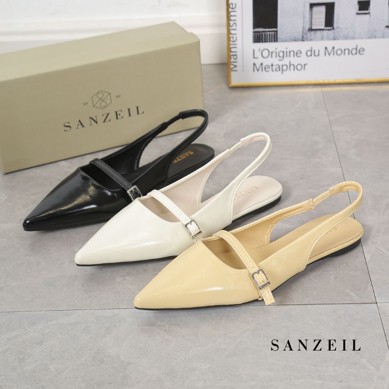 1152568 Sepatu Flat Shoes Wanita Import Sepatu Flat Ujung Lancip Slingback Kasual Sanzeil LIAN Ready