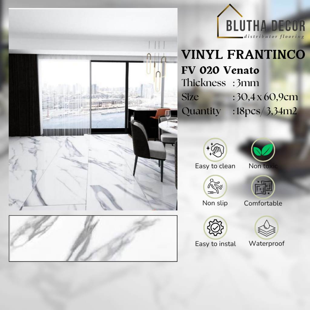 LANTAI VINYL MOTIF MARMER FRANTINCO TEBAL 3MM - HARGA PERPCS
