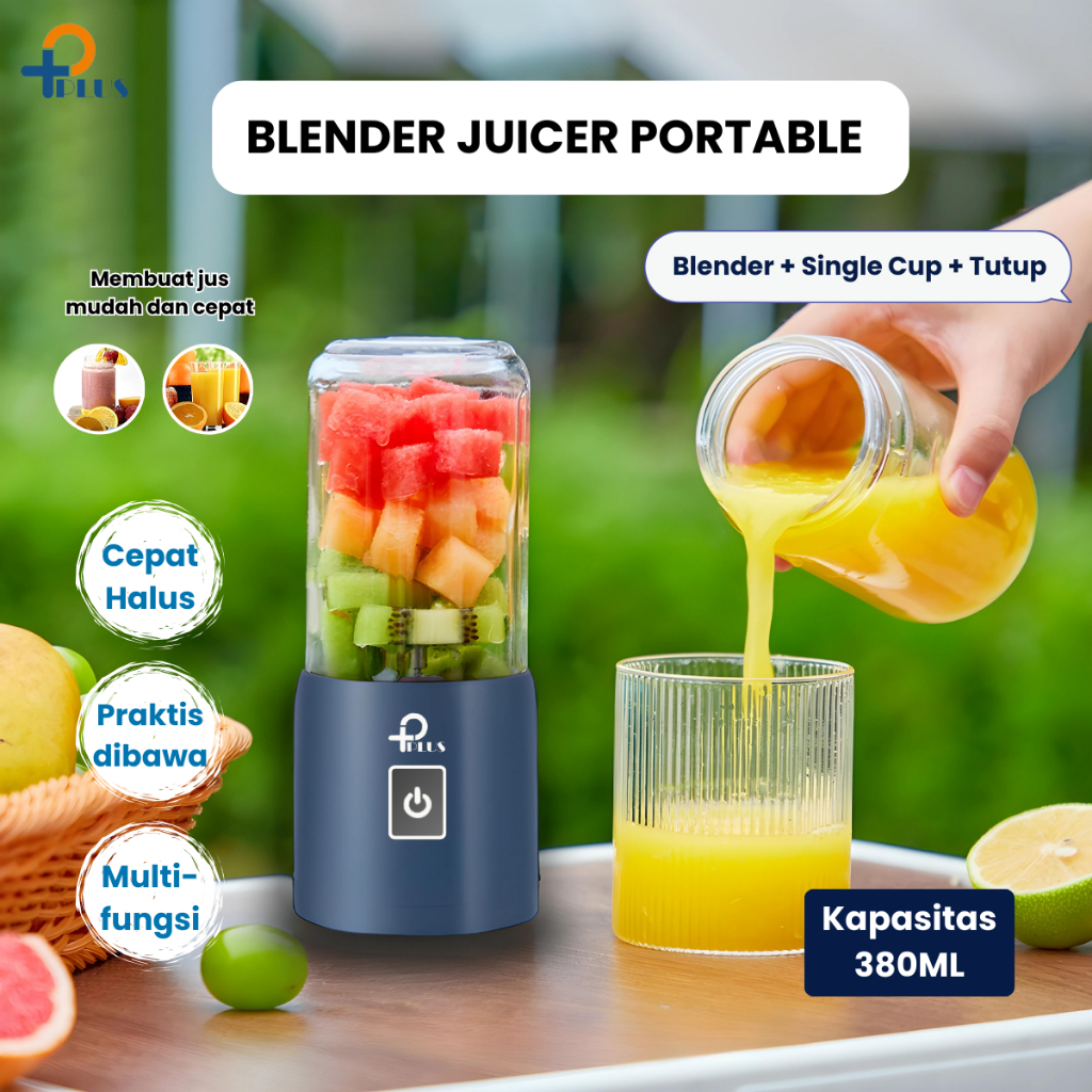 [ PPLUS ] Blender Mini Blender Portable USB listrik Juicer Buah 8 Mata Pisau hijau 380ML