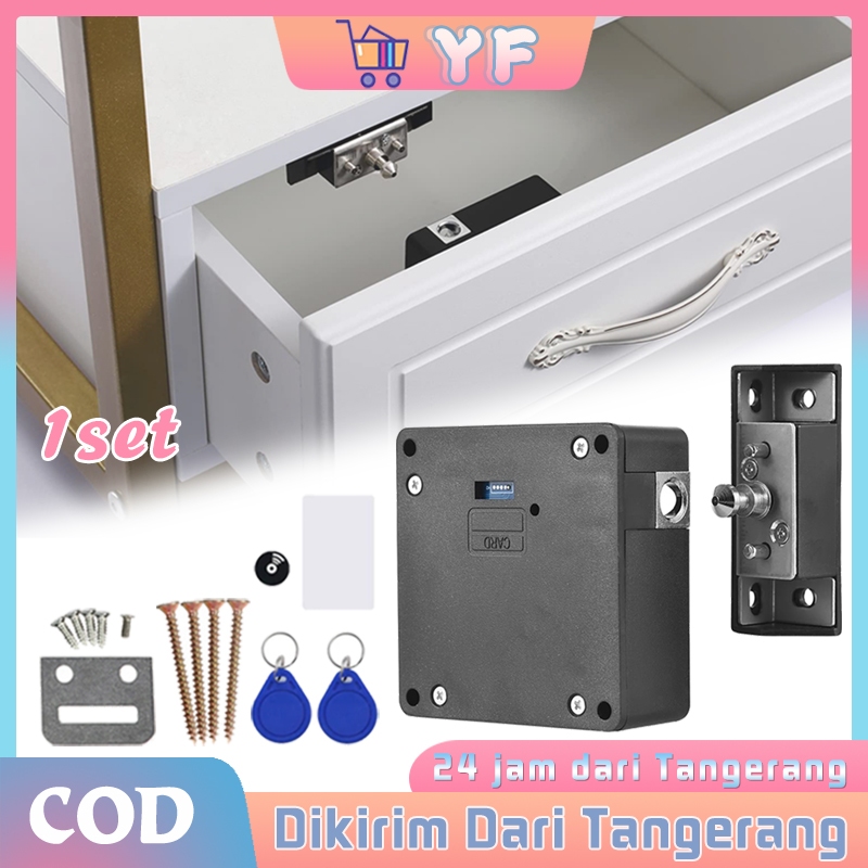 1Set Smart Cabinet Lock Universal Cabinet Lock Drawer Lock + Rfid Access Card