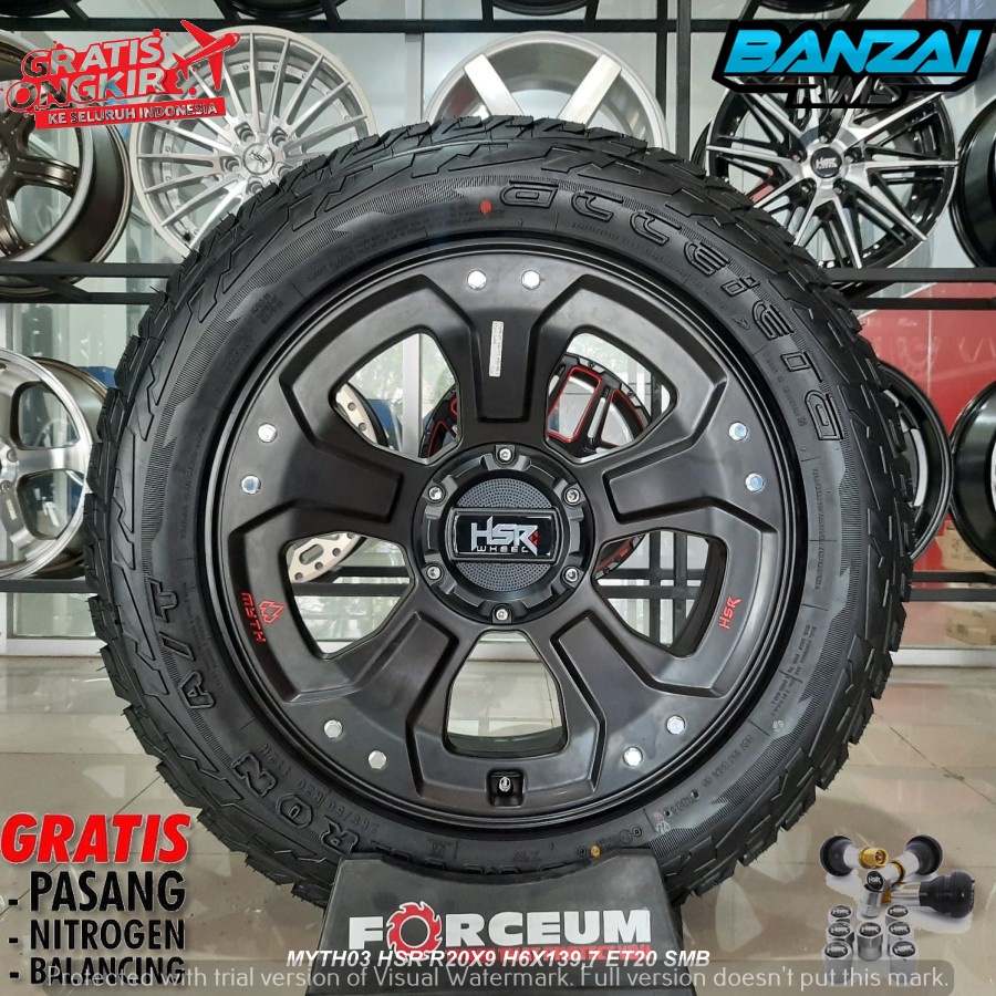 Promo paketan velg hsr myth03 ring 20 dan ban accelera omikron at ukuran 285 50 r20 cocok untuk mobi