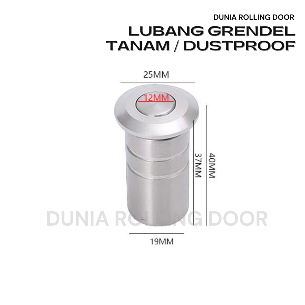 Dustproof 12 mm Stainless Steel 304/ Tutup Lubang Grendel Tanam / Slot lantai Stainless Steel 12mm /