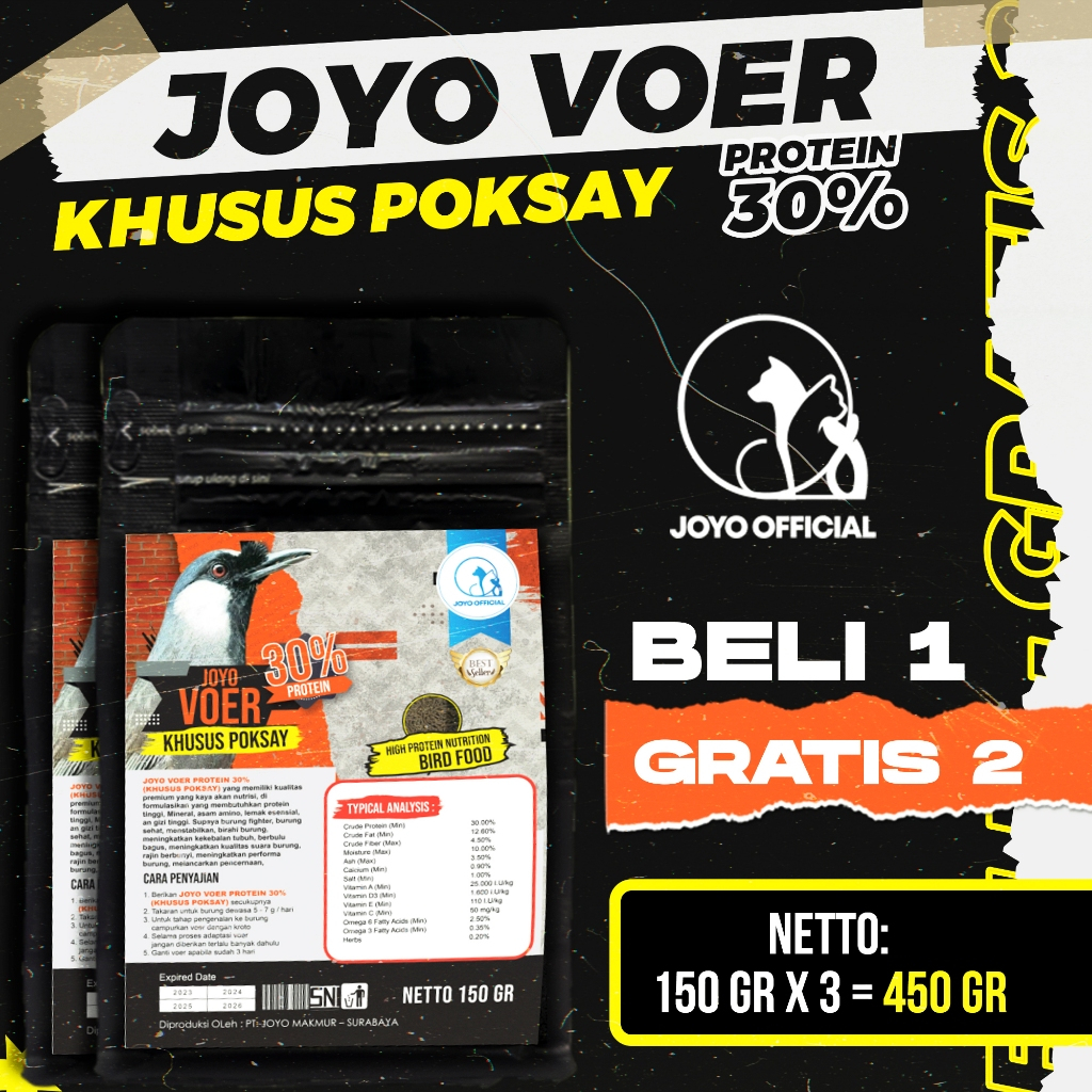 BELI 1 GRATIS 2 | VOER BURUNG POKSAY | VOER HARIAN | VOER NUTRISI KOMPLIT | JOYO VOER HARIAN KHUSUS 