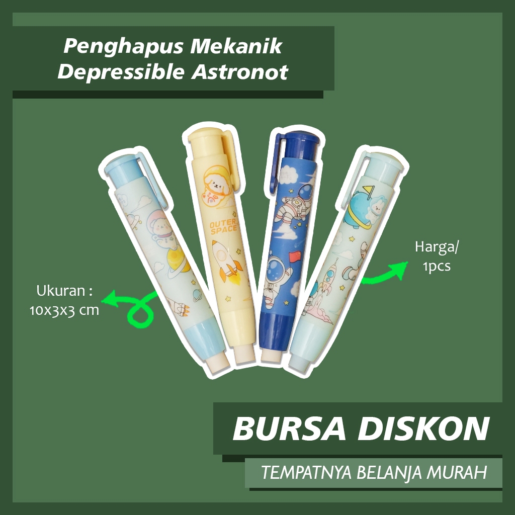 

Penghapus Mekanik Depressible ER-1203 Astronot Mechanical Eraser Penghapus Bentuk Lipstick Hapusan Eraser Lipstik