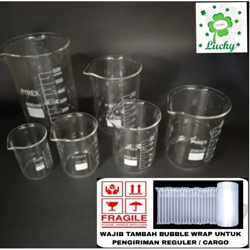 Beaker Glass 50 ml | 100 ml | 250 ml | 500 ml | 1000 ml / 1 L Beaker Glass Pyrex / Gelas Kimia Beake