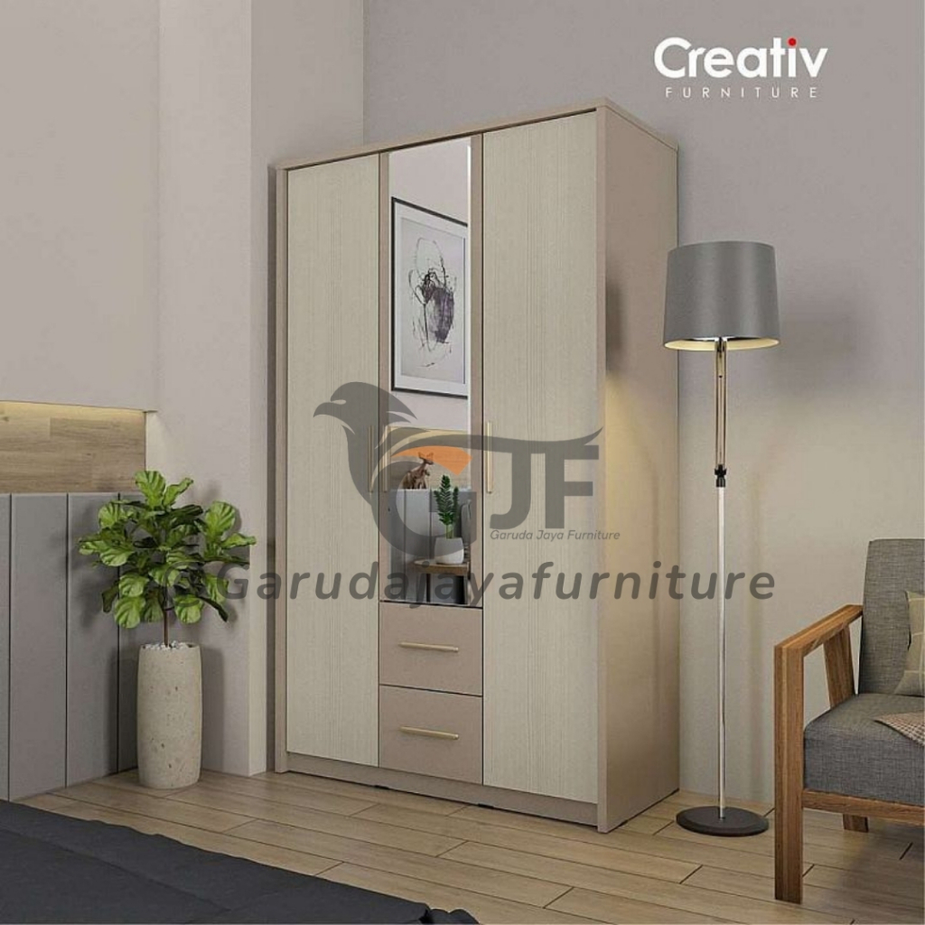 LEMARI PAKAIAN 3 PINTU PAKAI LACI MINIMALIS / LEMARI PAKAIAN 2 PINTU/LEMARI PAKAIAN FULL KACA/LEMARI