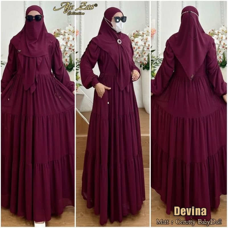 Gamis Syari Kode DEVINA Ory Aje Zas Mat Ceruty babydoll