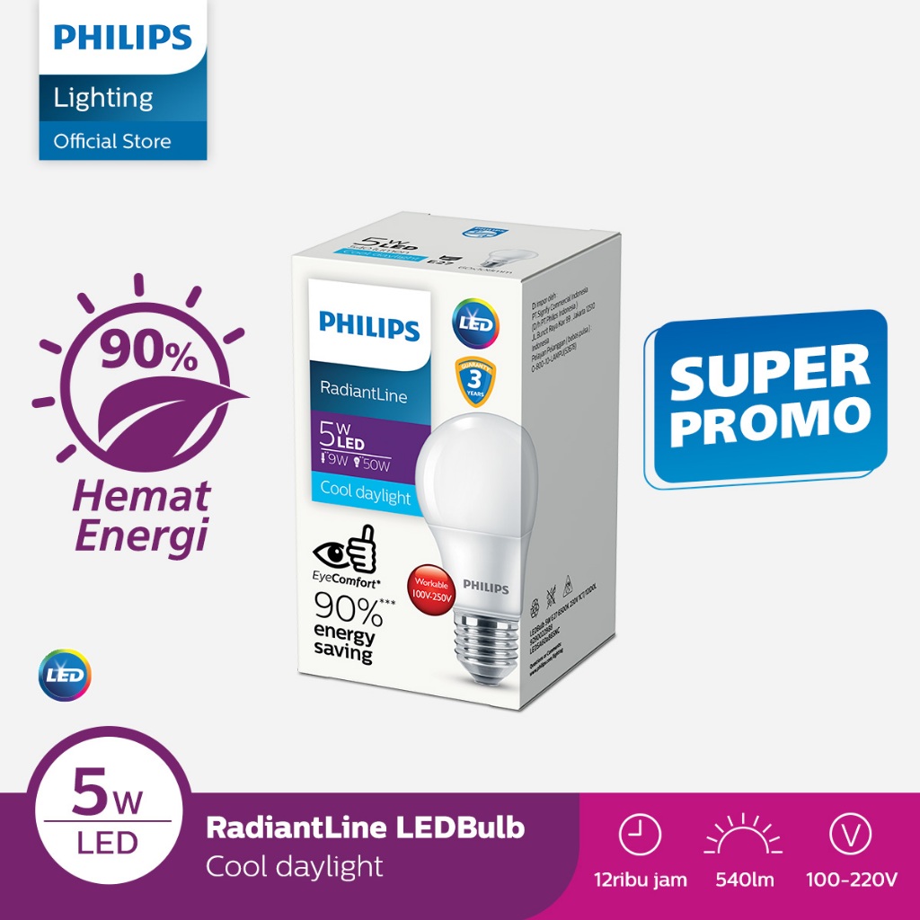 Philips Lampu RadiantLine LED Bulb 6500K Putih 5W 7W 9W 11W 13W 15W