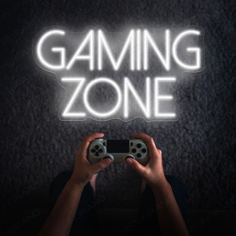 LED Neon Sign Gaming Zone Dekorasi Kamar Aesthetic Lampu Kamar Permainan