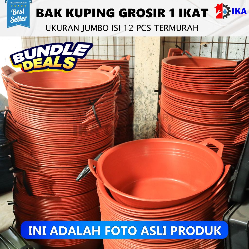 (GROSIR 1 IKAT = 12 BUAH ) Bak kuping Warna orange dan hijau 12 pcs / (ISI 12) BAK KUPING - Baskom A