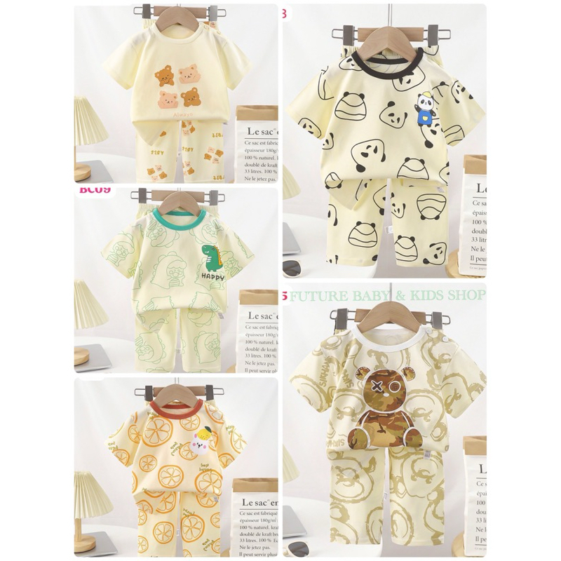 baju tidur anak umur 1tahun  - 6 tahun lengan pendek celana panjang / set baju tidur lengan pendek c