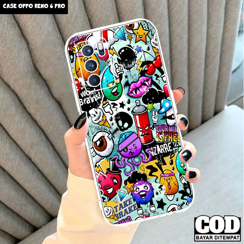 Case OPPO RENO 6 PRO - Casing OPPO RENO 6 PRO Motif ( GRAFITI ) - Softcase Premium Fourside - Bening