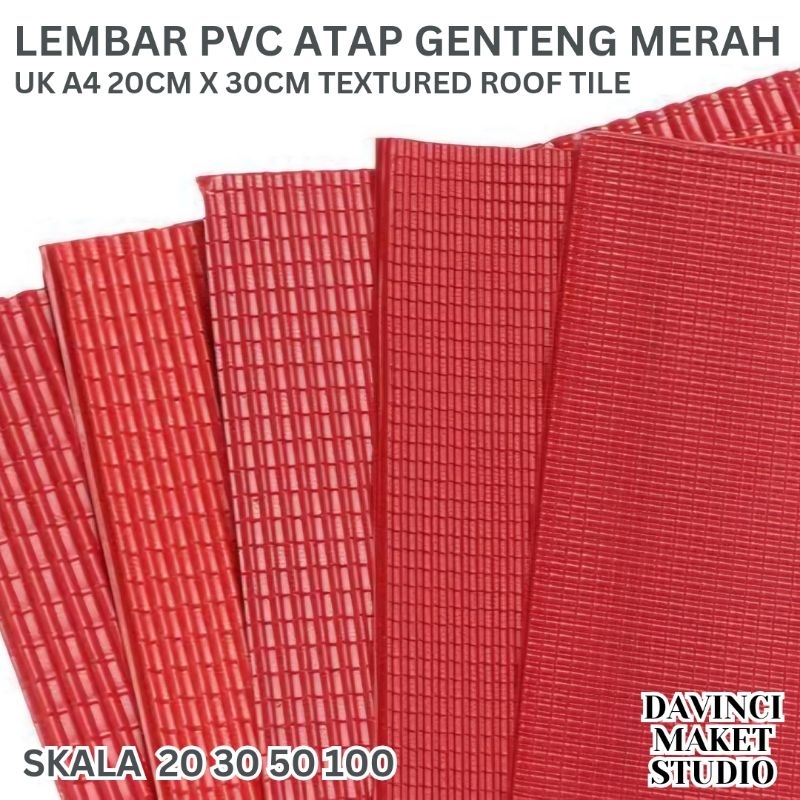 Miniatur Atap Genteng Merah Plastik PVC Tekstur Bahan Maket Diorama - Roof Sheet Pvc Skala 1:100 1:7