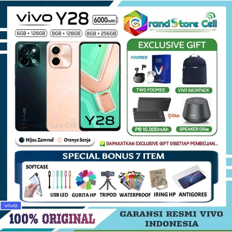 VIVO Y28 NFC RAM 6/128 | VIVO Y 28 RAM 8/128 | VIVO Y28 RAM 8/256 GARANSI RESMI VIVO INDONESIA