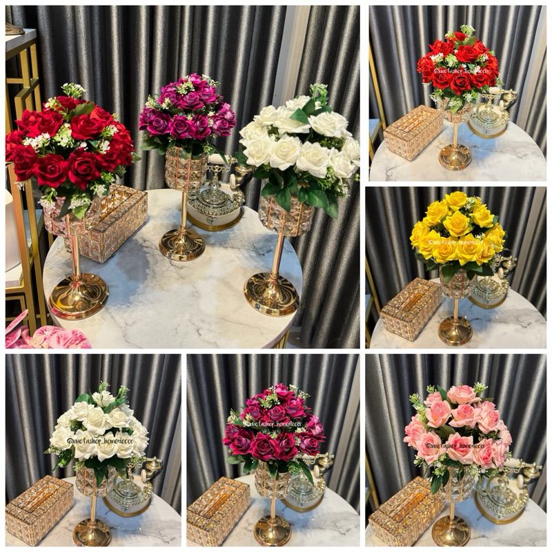 BUNGA MAWAR VAS KRISTAL M BUNGA+VAS KRISTAL