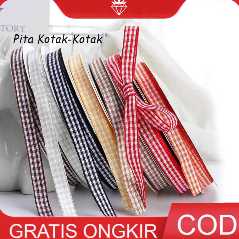 

Harga Hemat 1ROLL Pita KotakKotak 1cm Ribbon Square Pita Kado PS6
