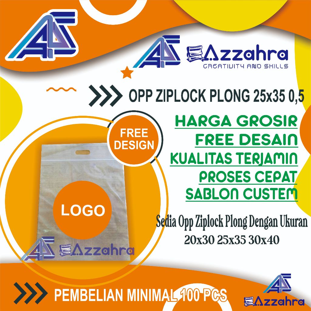 

Sablon Plastik Opp Klip Ziplock Plong 25x35 0,5 free desain