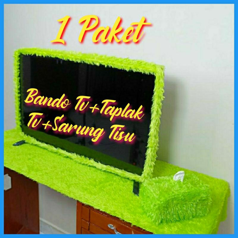 Taplak meja tv led + Bando tv polos + Sarung tisu / alas tv + bando tv polos + Sarung tisu