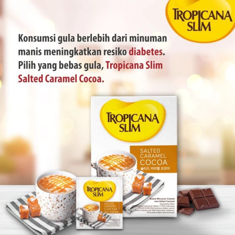 

Tropicana slim salted caramel Cocoa 1 box isi 4 sachet