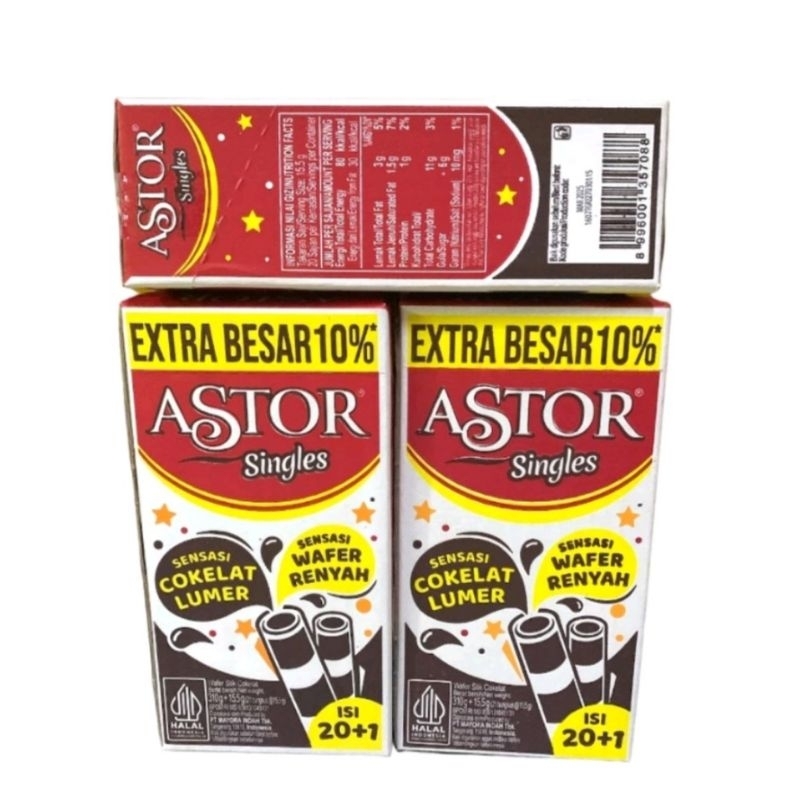 

Astor Singles Wafer Stik Coklat 15gr/ Astor Singles Chocolate Roll