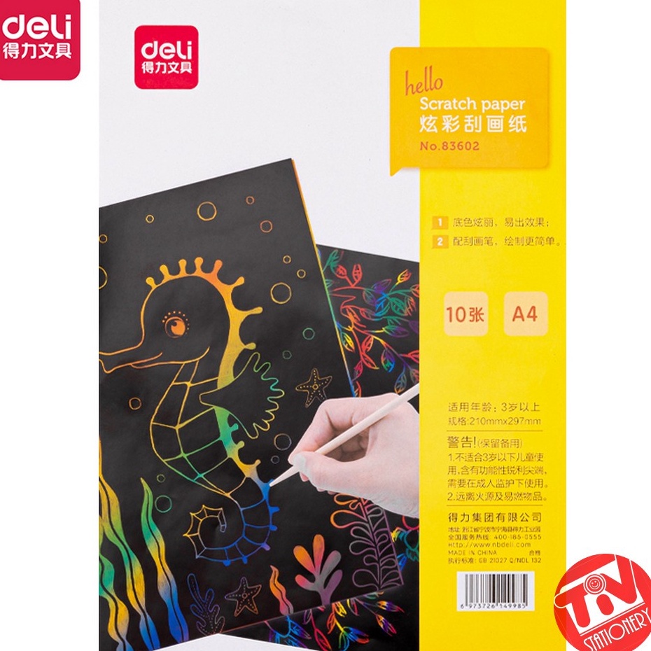 

Paling Laris Art Scratch Paper Deli Rainbow Color A4 isi 1 lembar