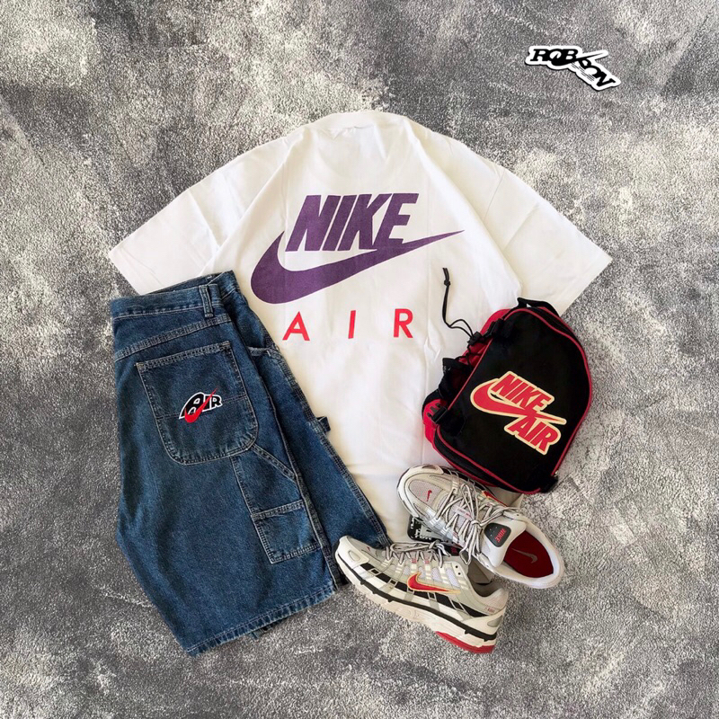 1990s Bootleg Nike AIR Baggy Denim shorts / jorts RARE not supreme x nike